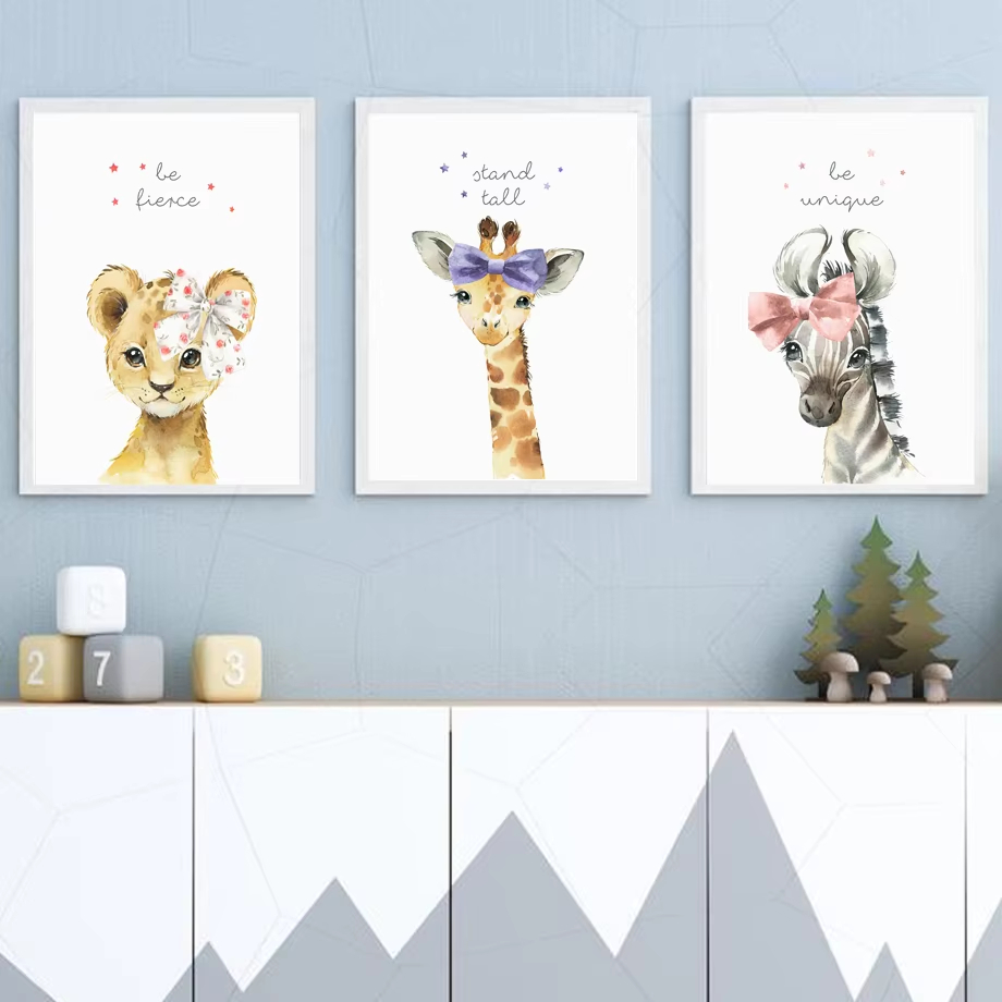 Baby Nursery Mirror - Lion Zebra Giraffe Elephant Hippo Flower