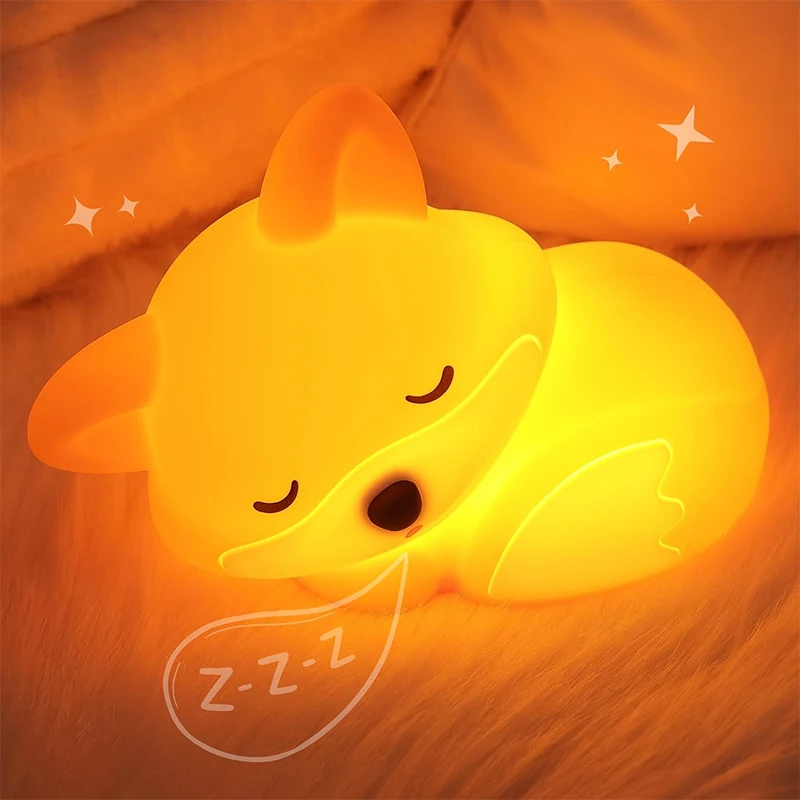 Baby Nursery Table Lamp - 1Pack Fox Animal Night Light Silicone