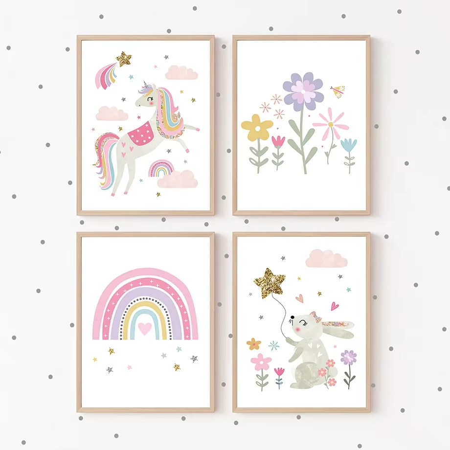 Pink Unicorn Rabbit Rainbow Cl - Baby Nursery Mirror ulasan dan harga