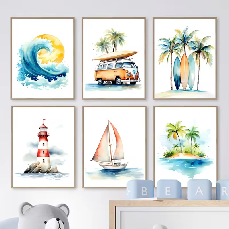 Surf Ocean Themed Nursery Beac - Baby Nursery Mirror ulasan dan harga