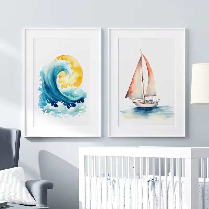 Surf Ocean Themed Nursery Beac - Baby Nursery Mirror ulasan dan harga