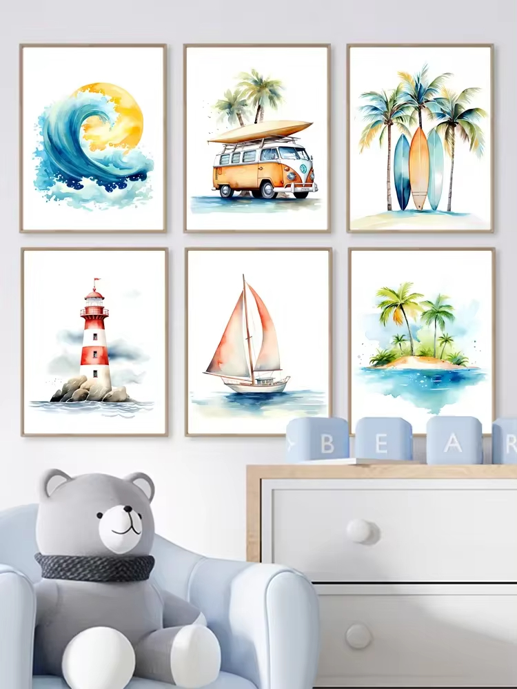 Surf Ocean Themed Nursery Beac - Baby Nursery Mirror ulasan dan harga