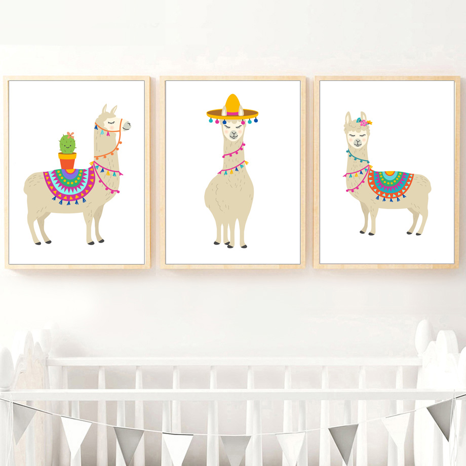 Cartoon Llama Cactus Nursery W - Baby Nursery Mirror ulasan dan harga