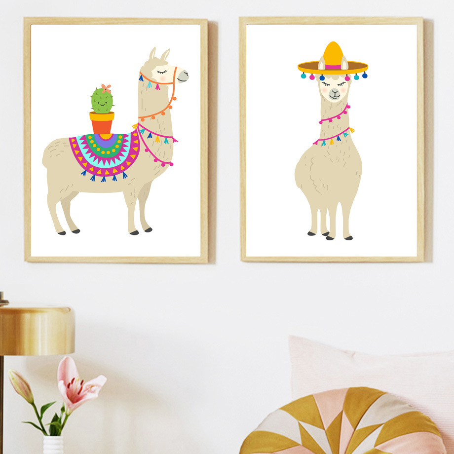 Cartoon Llama Cactus Nursery W - Baby Nursery Mirror ulasan dan harga