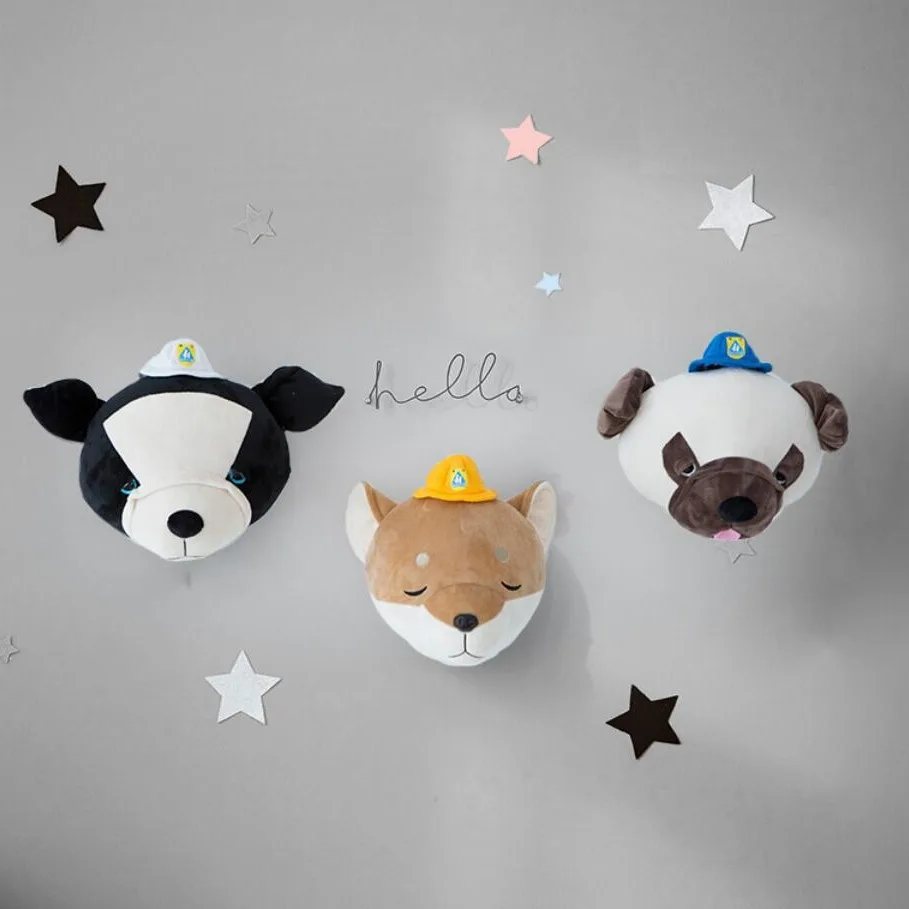 Stuffed 3D Akita Dog Head Wall - Baby Nursery Hanging Decor ulasan dan harga