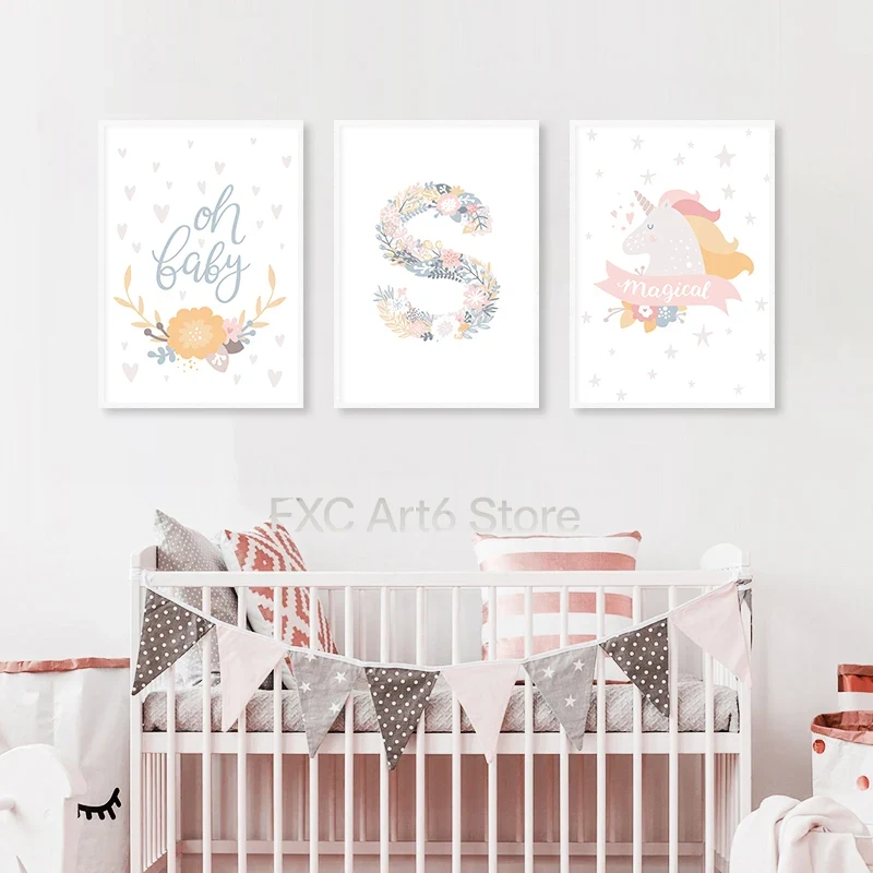 1PC frameless Floral Alphabet  - Baby Nursery Pink ulasan dan harga