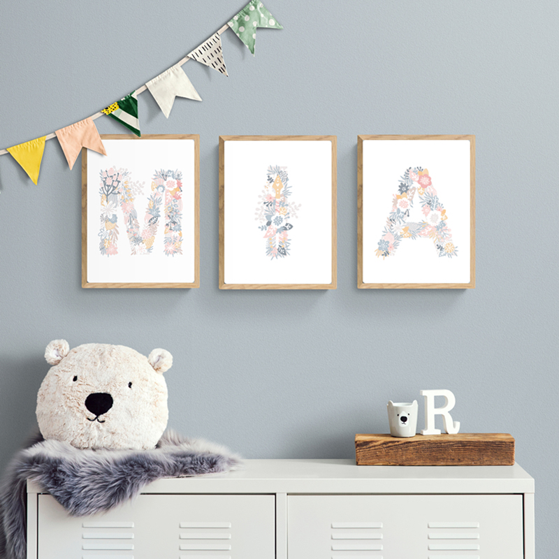 1PC frameless Floral Alphabet  - Baby Nursery Pink ulasan dan harga