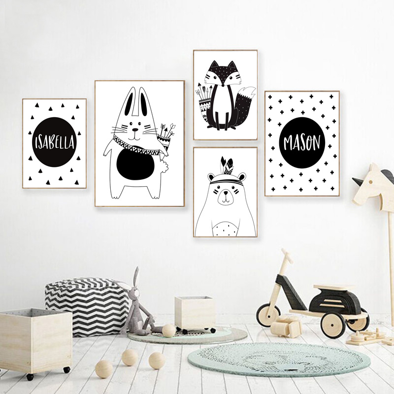 Black White Cartoon Bear Rabbi - Baby Nursery Mirror ulasan dan harga