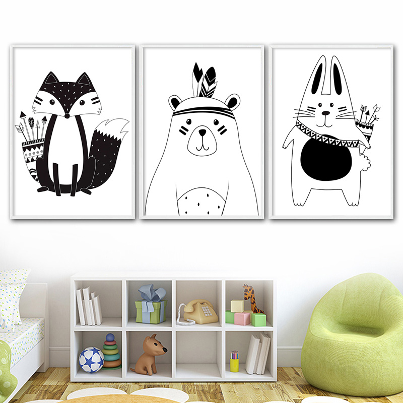 Black White Cartoon Bear Rabbi - Baby Nursery Mirror ulasan dan harga