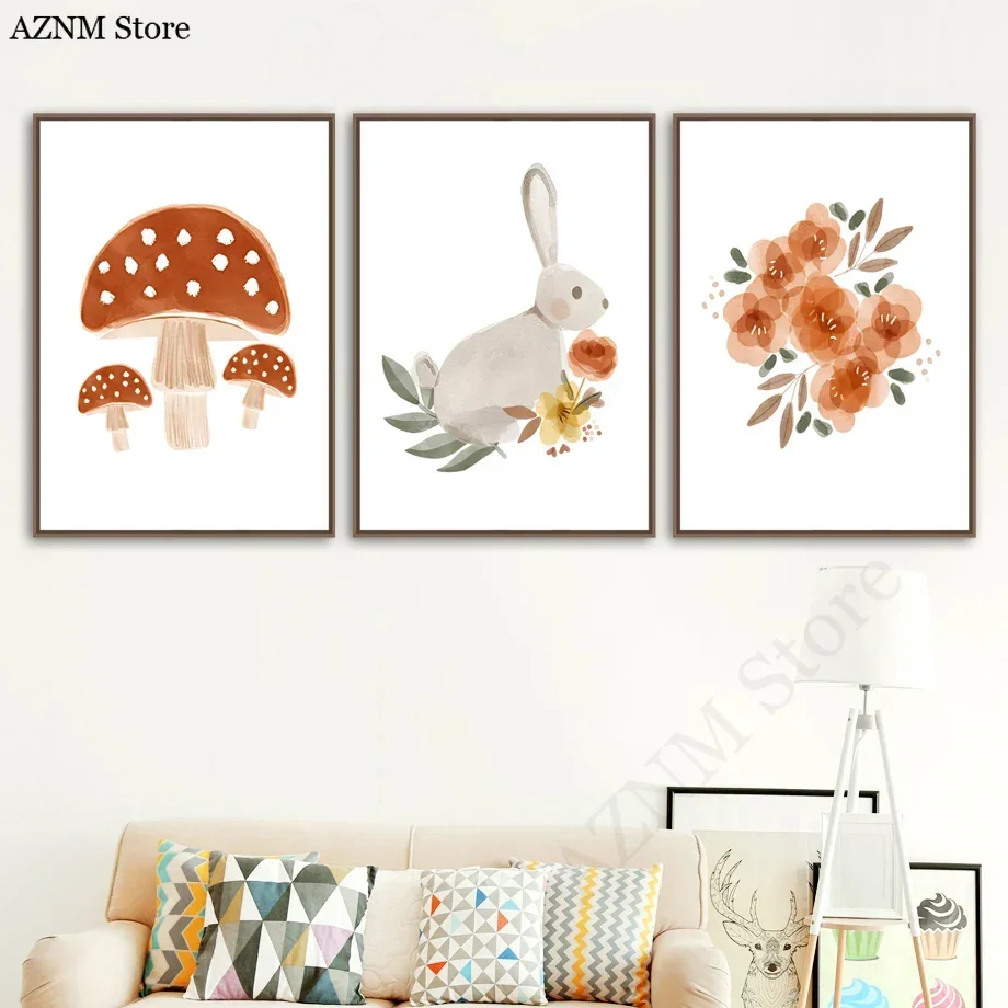 Watercolor Flower Rabbit Bird  - Baby Nursery Murals ulasan dan harga