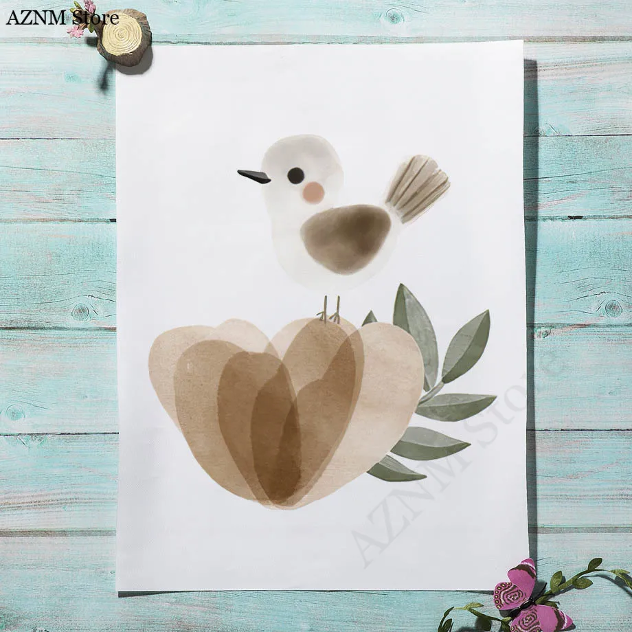 Watercolor Flower Rabbit Bird  - Baby Nursery Murals ulasan dan harga