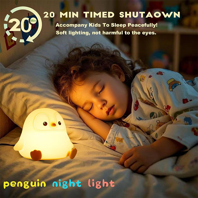 Cute Penguin Night Light Silic - Baby Nursery Table Lamp ulasan dan harga