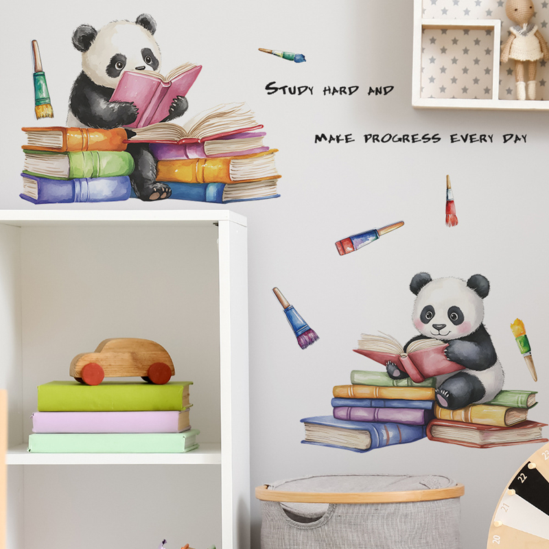 Study Read Cute Baby Panda 3D  - Baby Nursery Murals ulasan dan harga