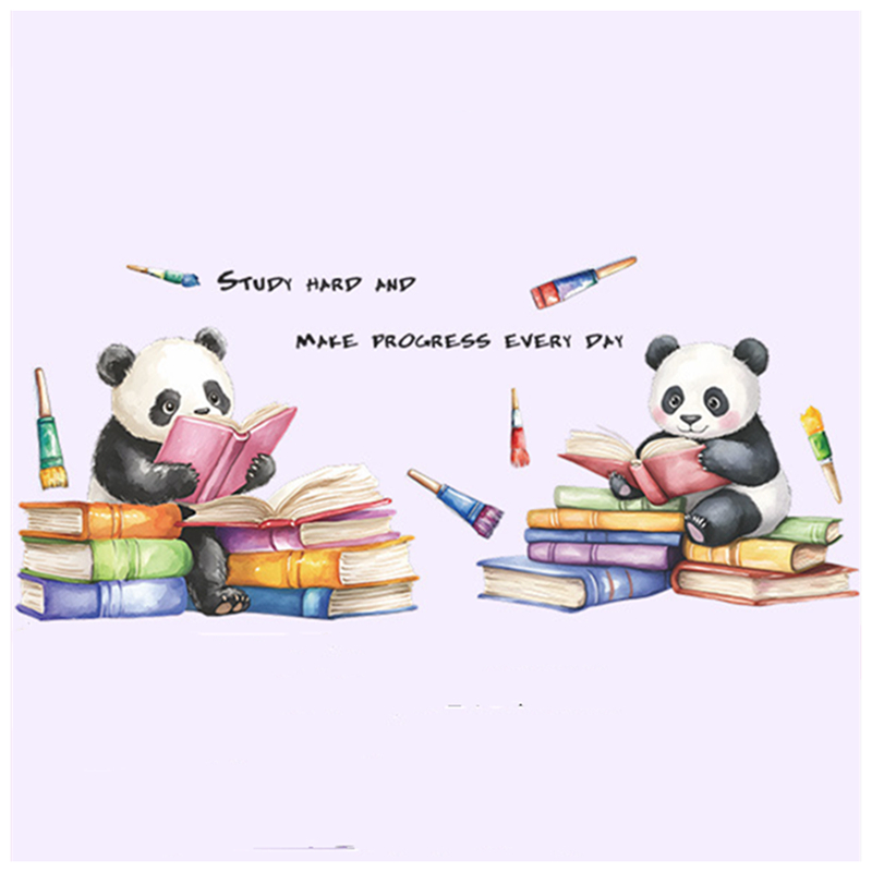 Study Read Cute Baby Panda 3D  - Baby Nursery Murals ulasan dan harga