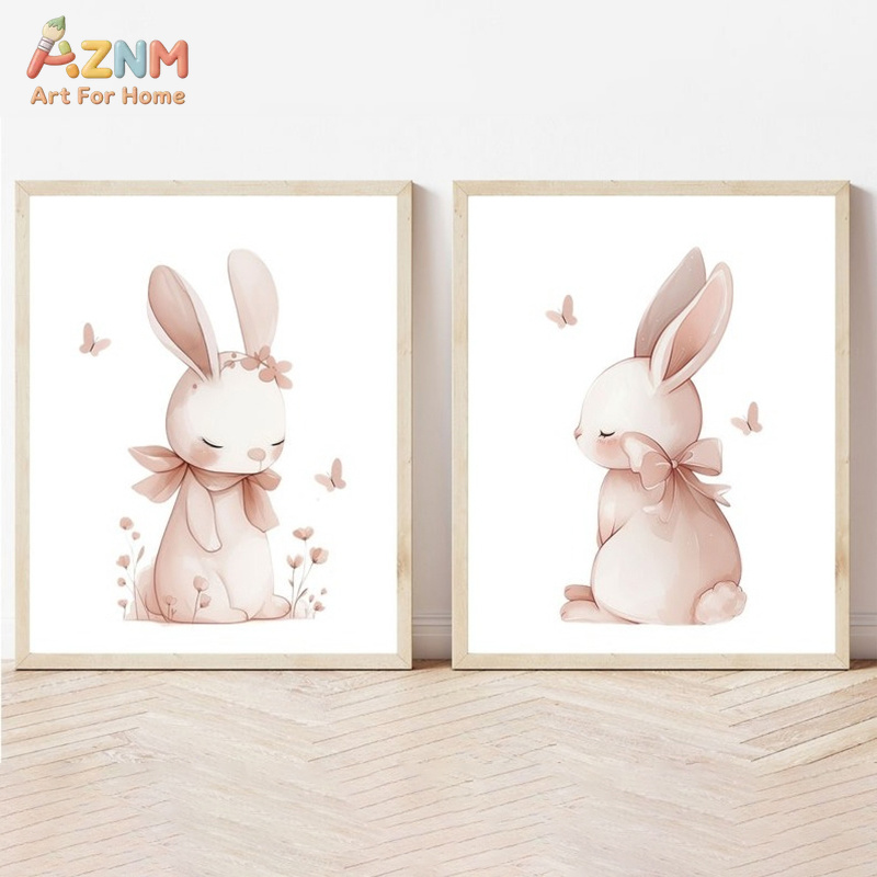 AZNM Soft Pink Watercolor Bunn - Baby Nursery Pink ulasan dan harga