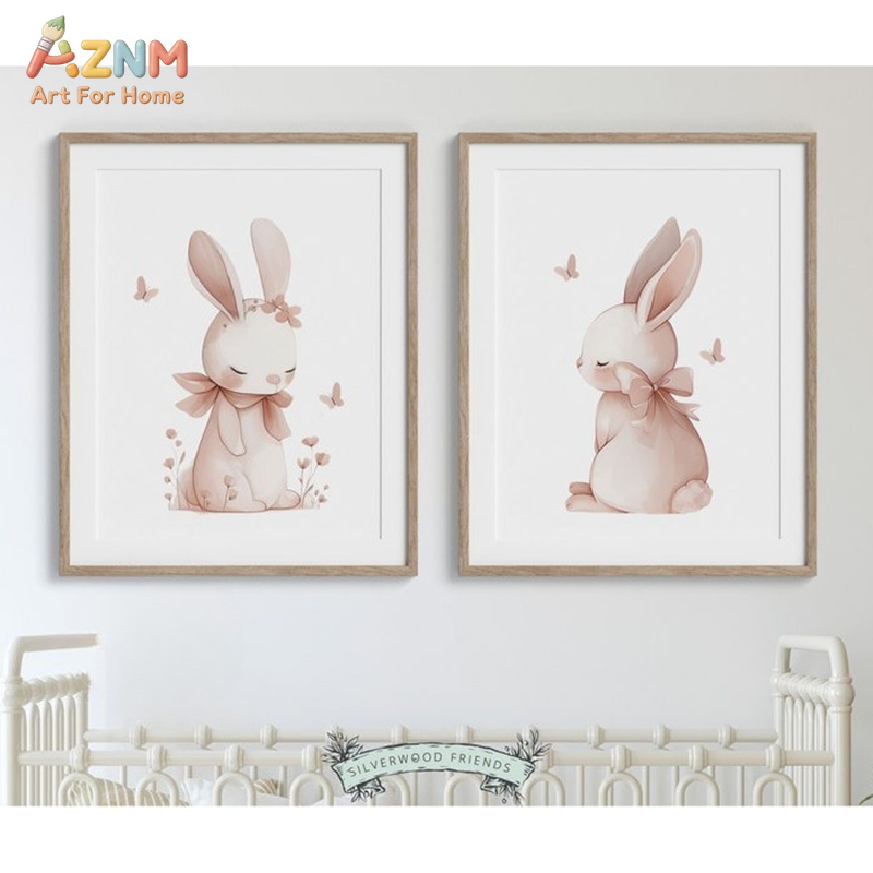 AZNM Soft Pink Watercolor Bunn - Baby Nursery Pink ulasan dan harga