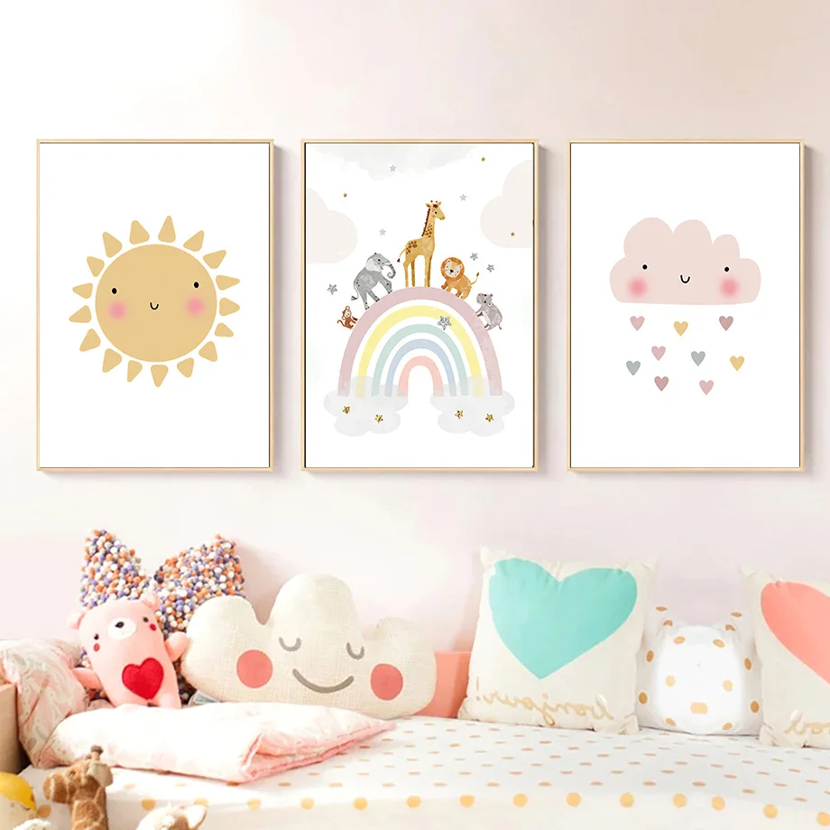 Giraffe Elephant Hot Balloon S - Baby Nursery Paintings ulasan dan harga