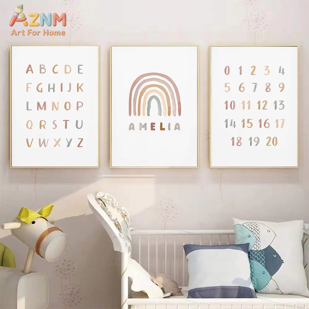 Poster Custom ABC 123 Rainbow  - Baby Nursery Mirror ulasan dan harga