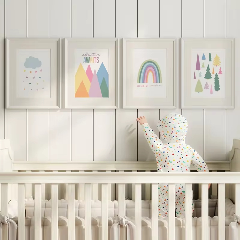 Boho ABC Rainbow Sun Clouds Ad - Baby Nursery Mirror ulasan dan harga