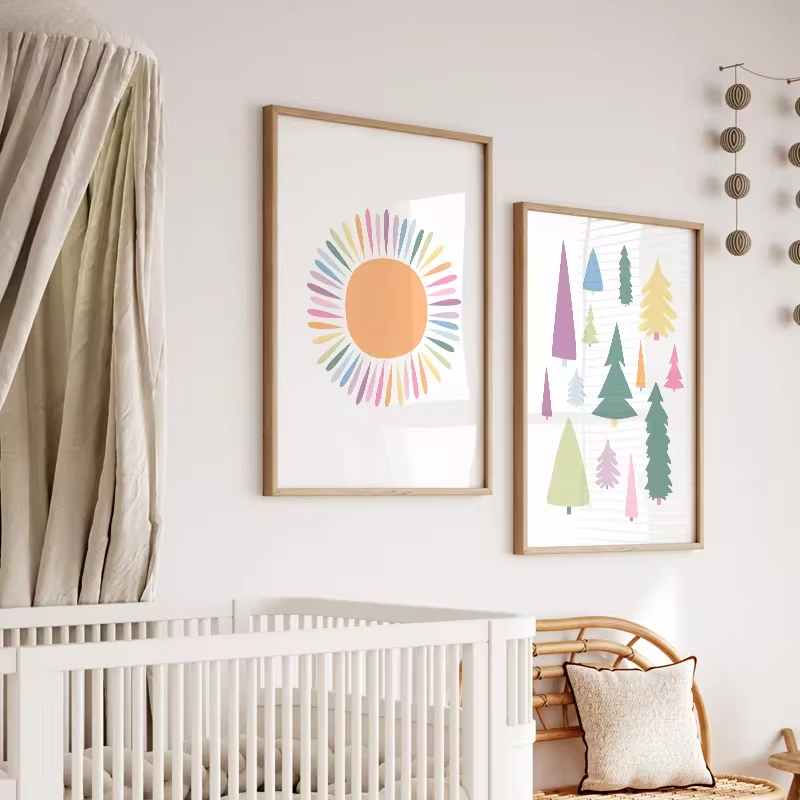 Boho ABC Rainbow Sun Clouds Ad - Baby Nursery Mirror ulasan dan harga