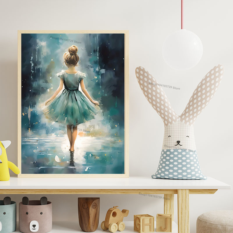 Watercolor Ballet Girl Shoes C - Baby Nursery Paintings ulasan dan harga