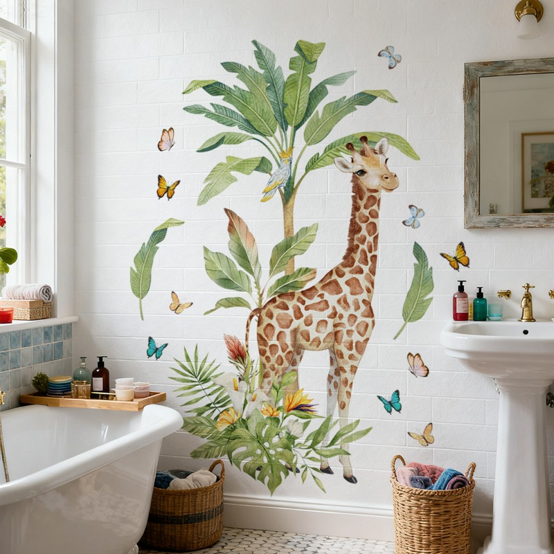 Large Forest Animal Giraffe Wa - Baby Nursery Murals ulasan dan harga