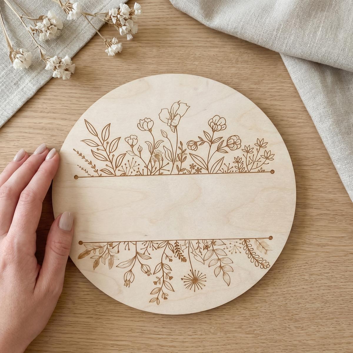 Personalized Floral Round Wood - Baby Nursery Hanging Decor ulasan dan harga