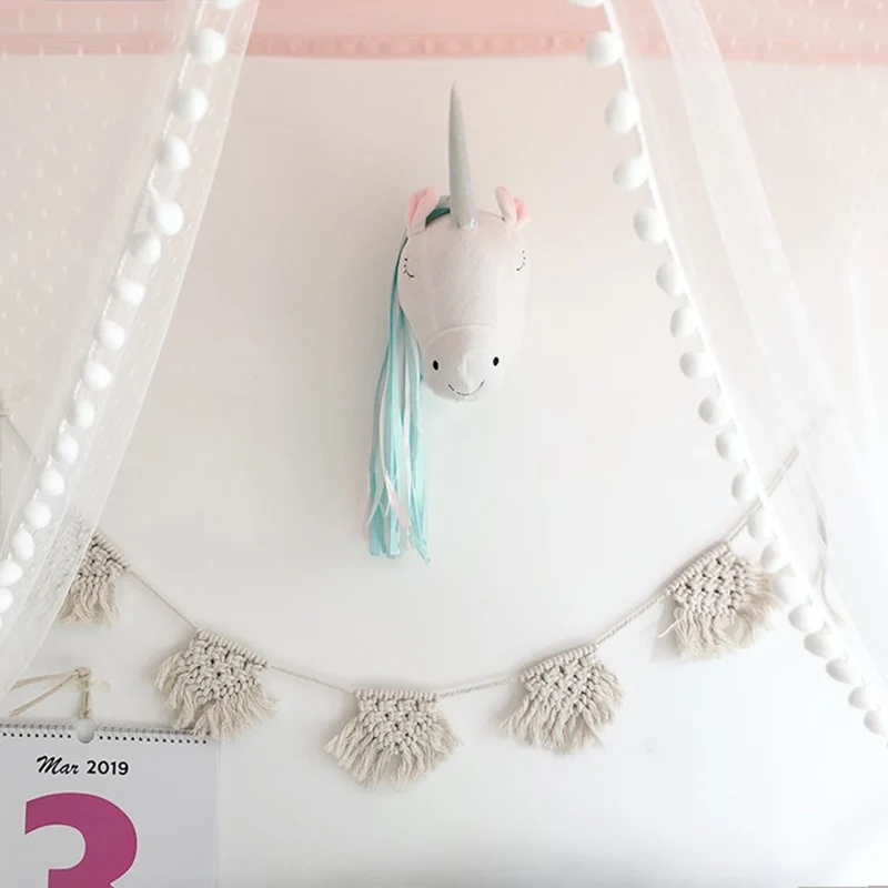 Unicorn Plush Animal Head Wall - Baby Nursery Hanging Decor ulasan dan harga