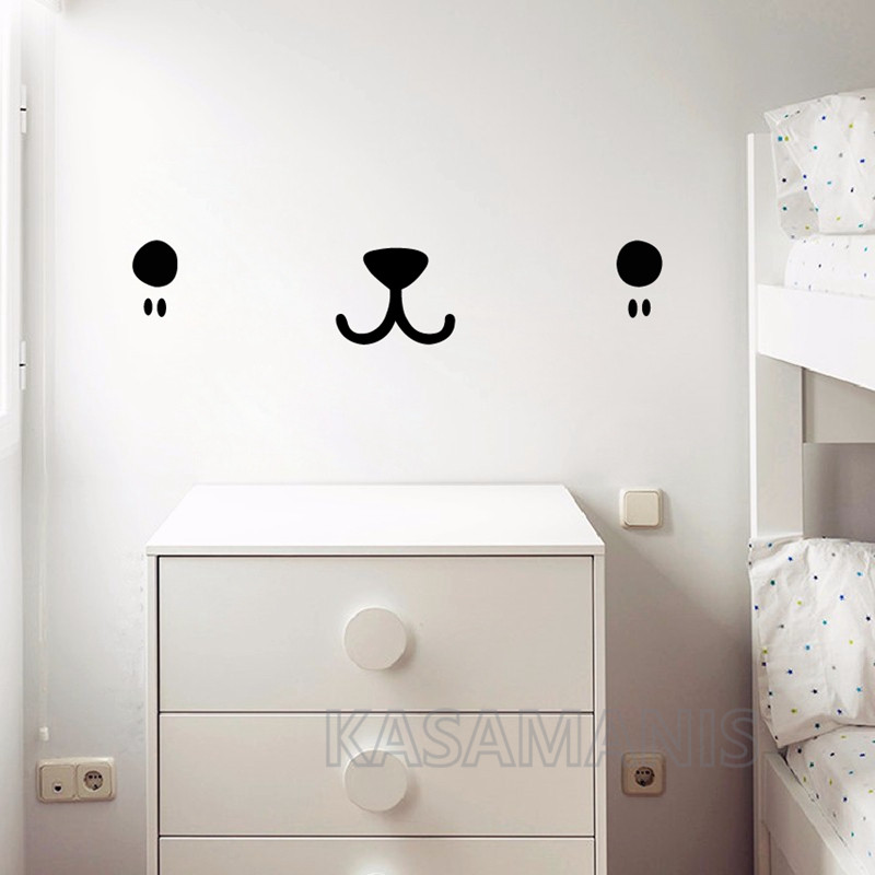 Cute Kawaii Face Wall Art Deca - Baby Nursery Murals ulasan dan harga