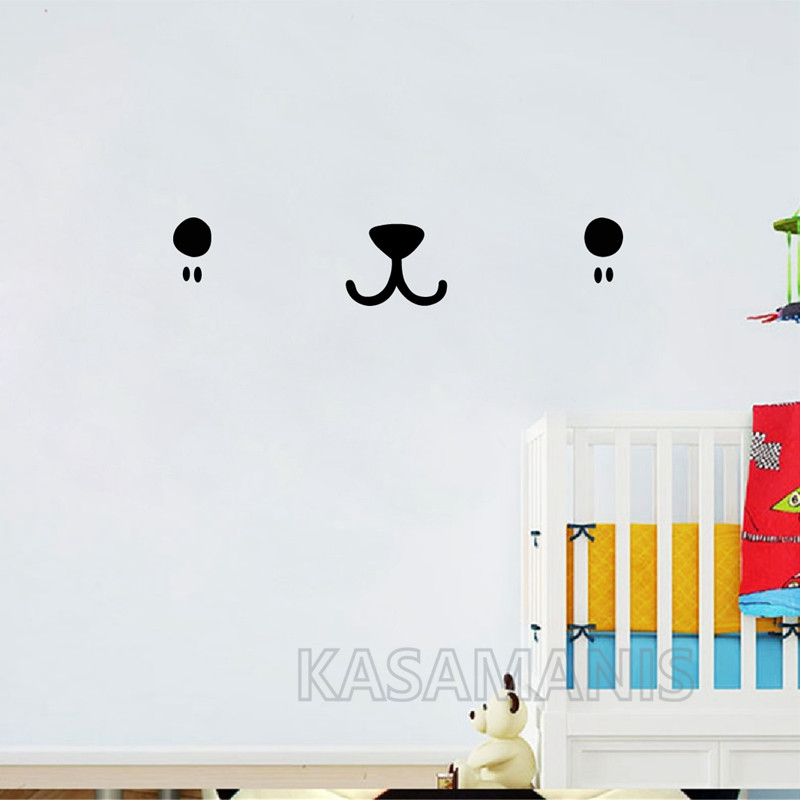 Cute Kawaii Face Wall Art Deca - Baby Nursery Murals ulasan dan harga
