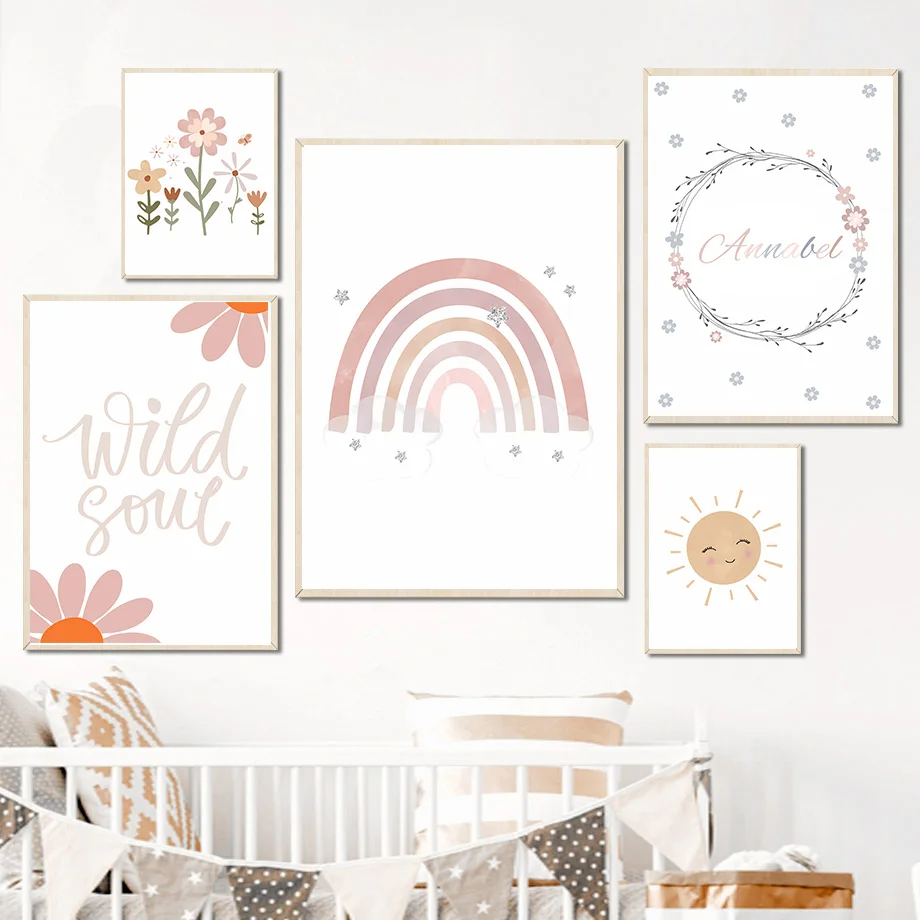 Boho Rabbit Flower Sun Rainbow - Baby Nursery Mirror ulasan dan harga
