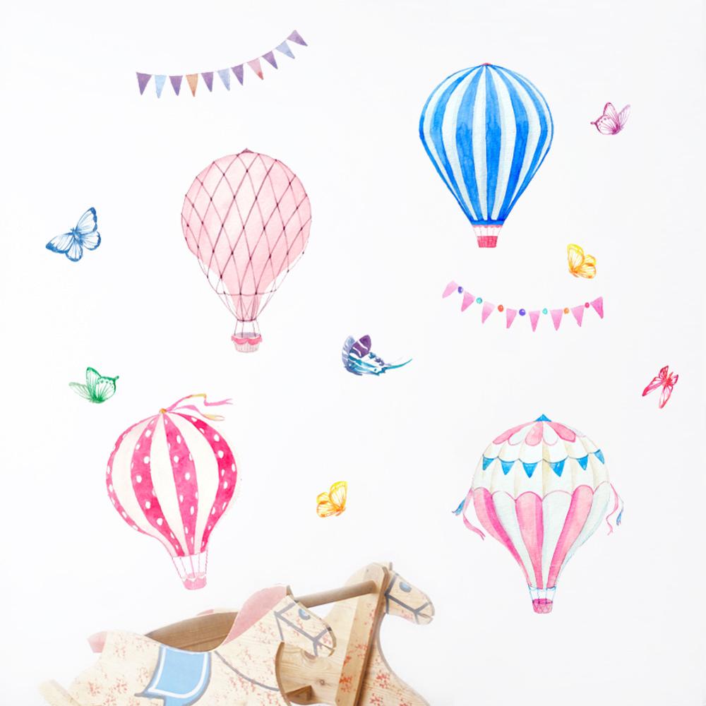 Cartoon Hot Air Balloon Wall S - Baby Nursery Murals ulasan dan harga
