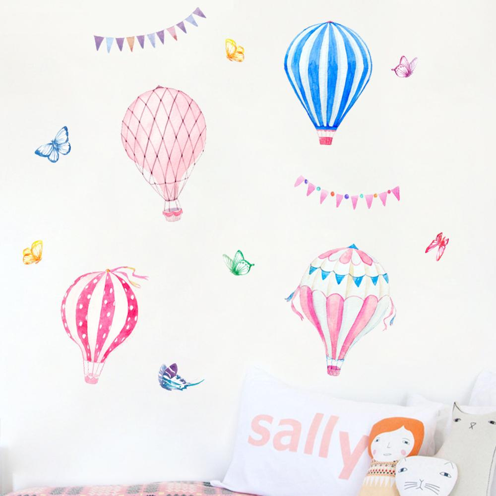 Cartoon Hot Air Balloon Wall S - Baby Nursery Murals ulasan dan harga