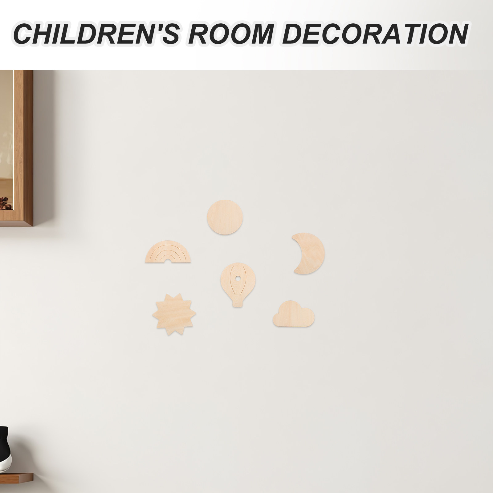 6Pcs Wooden Wall Stickers Sky  - Baby Nursery Hot Air Balloon Theme ulasan dan harga