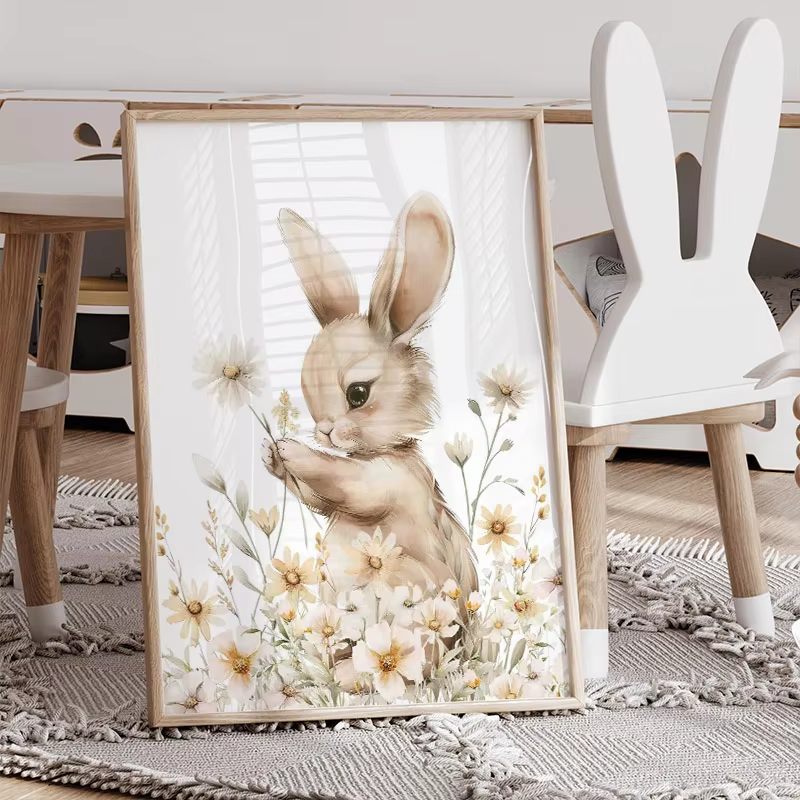 Autumn Rabbit Wild Flower Dais - Baby Nursery Mirror ulasan dan harga