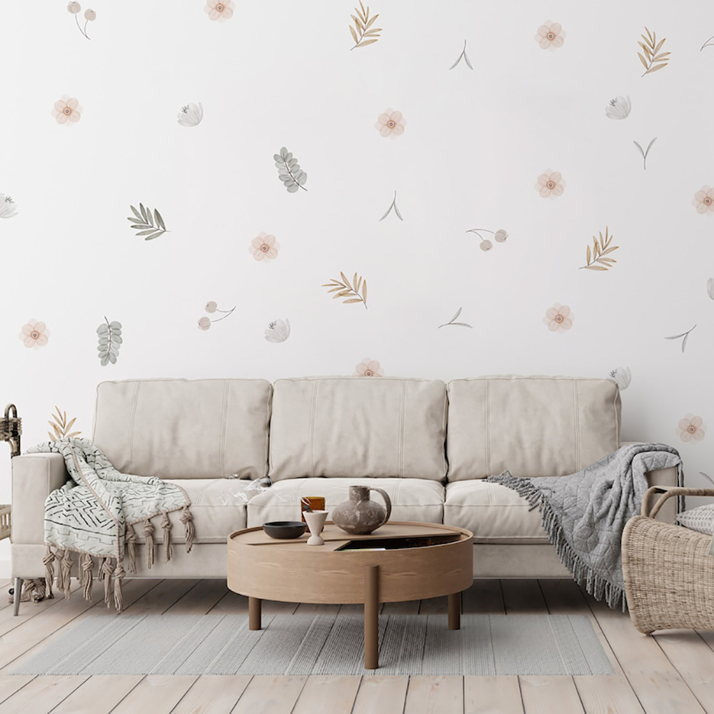 Boho Leaves Botanical DIY Wall - Baby Nursery Murals ulasan dan harga