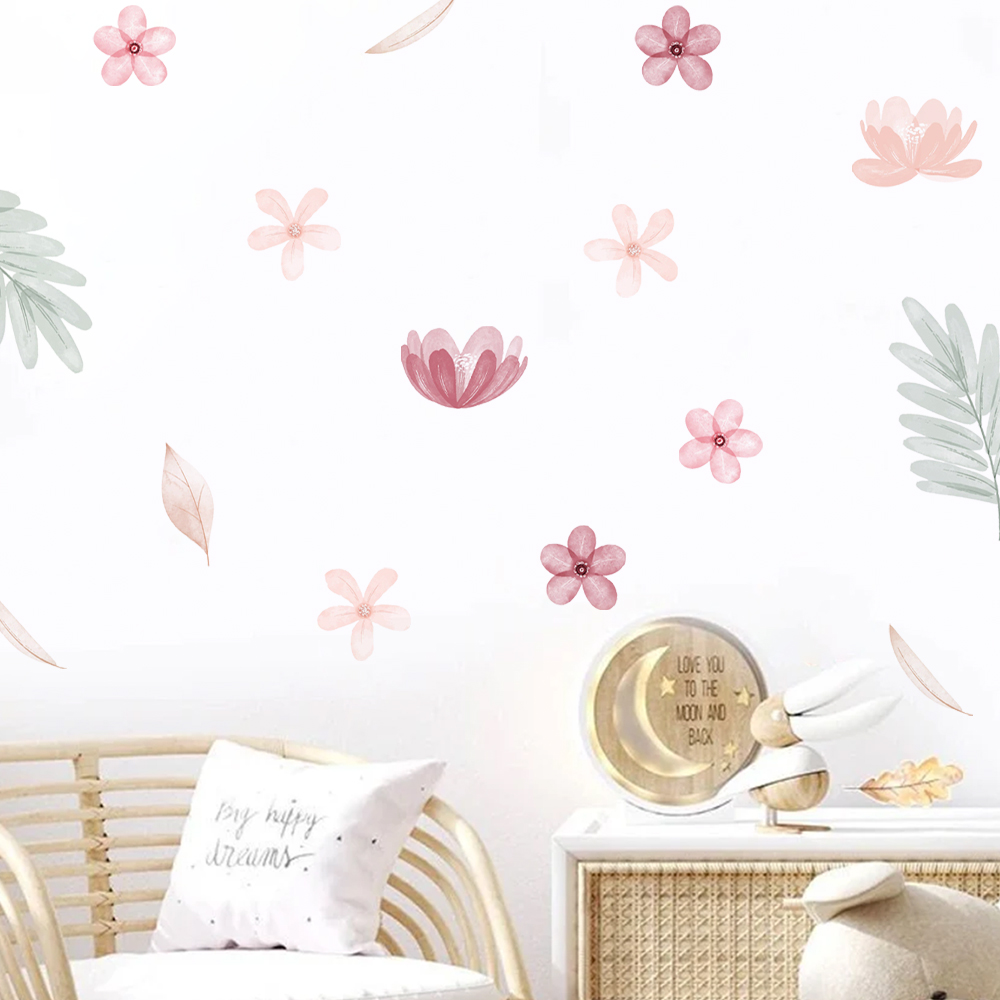 Boho Leaves Botanical DIY Wall - Baby Nursery Murals ulasan dan harga