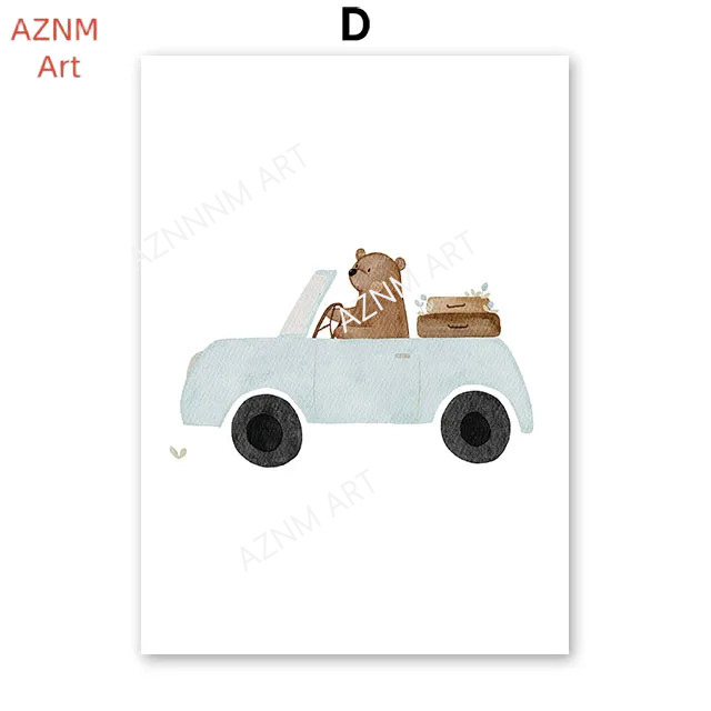 Cute Boho Bear Crane Excavator - Baby Nursery Paintings ulasan dan harga