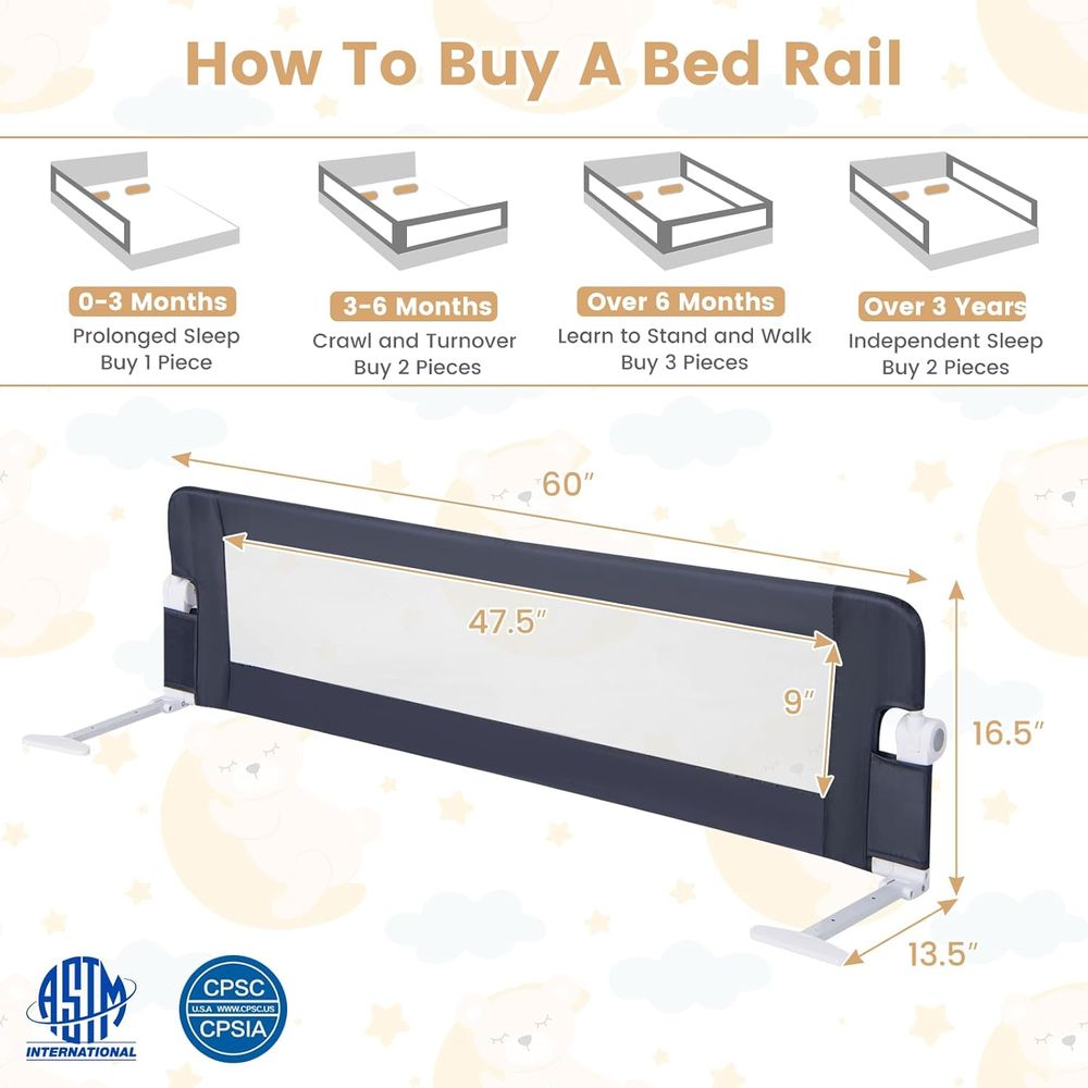60-Inch Extra Long Portable Sw - Bed Rail Toddler ulasan dan harga