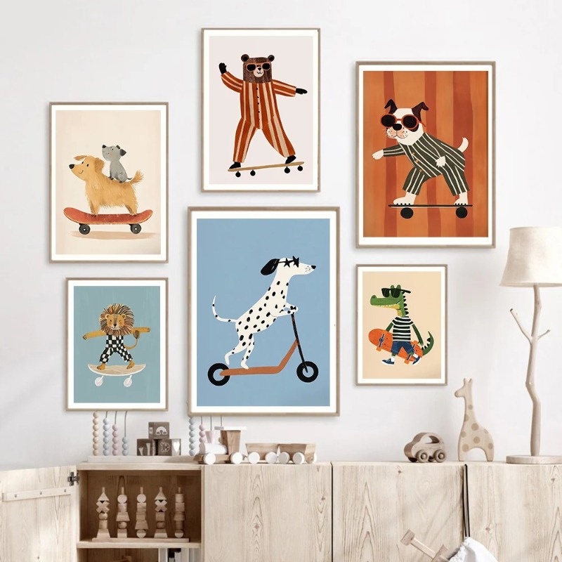 1pc frameless Funny Animals Ra - Baby Nursery Paintings ulasan dan harga