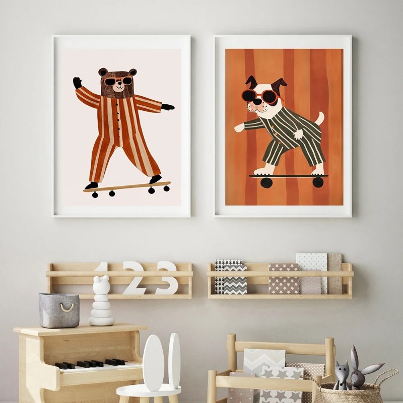 1pc frameless Funny Animals Ra - Baby Nursery Paintings ulasan dan harga
