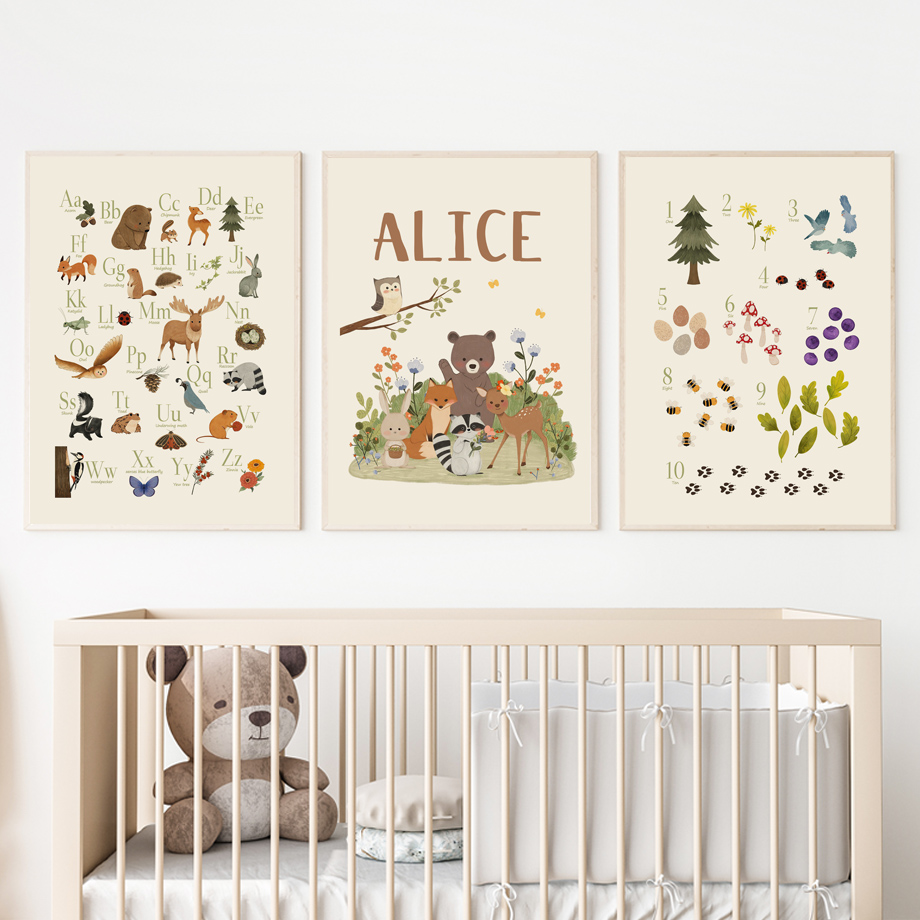 1pc frameless Cute Rabbit Fox  - Baby Nursery Paintings ulasan dan harga