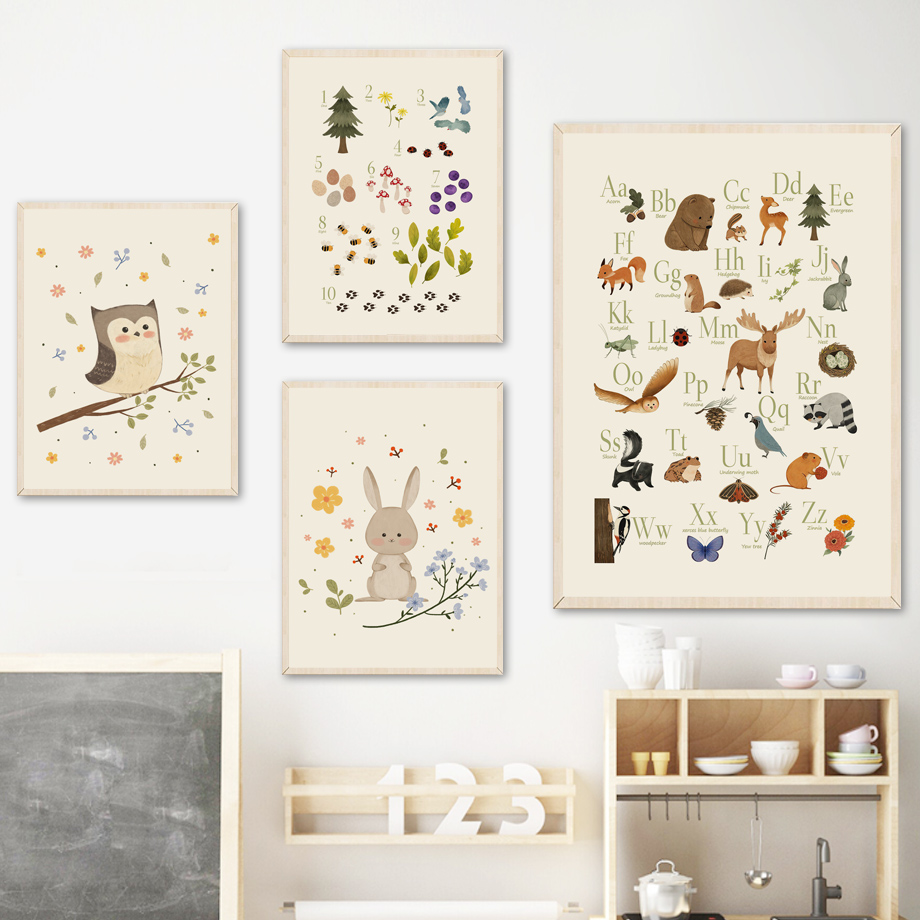 1pc frameless Cute Rabbit Fox  - Baby Nursery Paintings ulasan dan harga