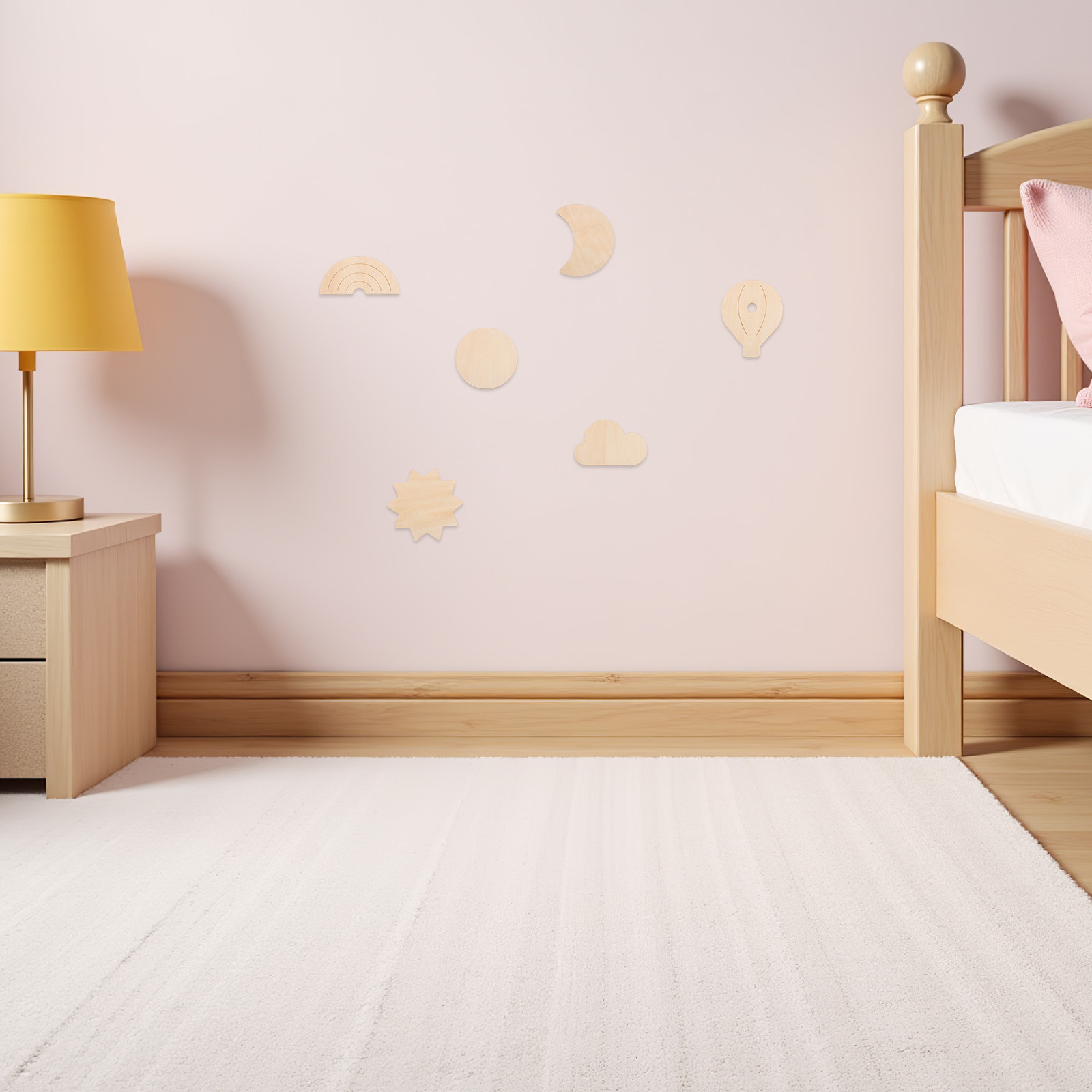 6Pcs Wooden Wall Stickers Sky  - Baby Nursery Hot Air Balloon Theme ulasan dan harga