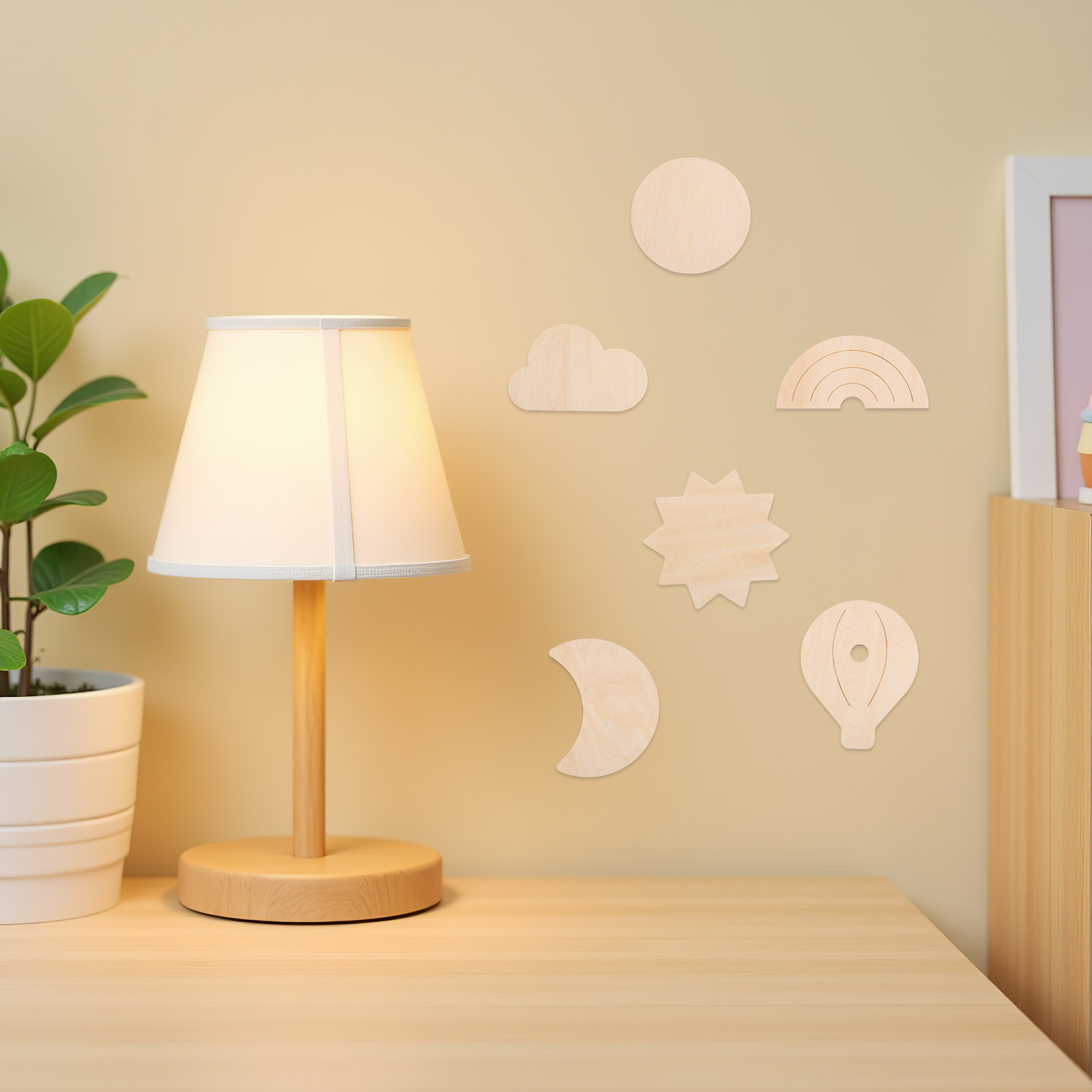 6Pcs Wooden Wall Stickers Sky  - Baby Nursery Hot Air Balloon Theme ulasan dan harga