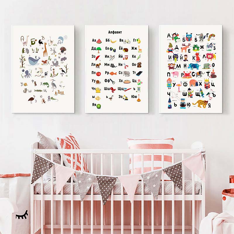 Russian ABC Alphabet Wall Art  - Baby Nursery Mirror ulasan dan harga