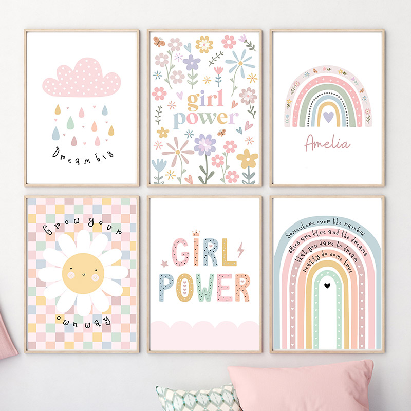 Sun Flower Rainbow Cloud Heart - Baby Nursery Paintings ulasan dan harga