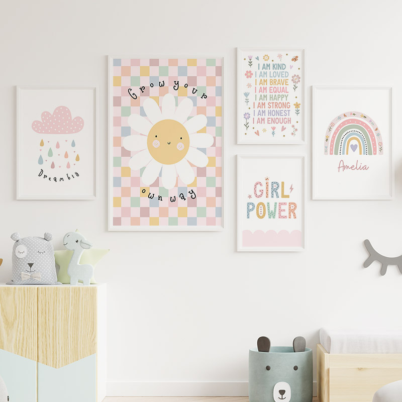 Sun Flower Rainbow Cloud Heart - Baby Nursery Paintings ulasan dan harga