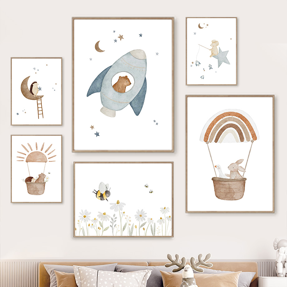 Cartoon Animals Nursery Wall A - Baby Nursery Murals ulasan dan harga