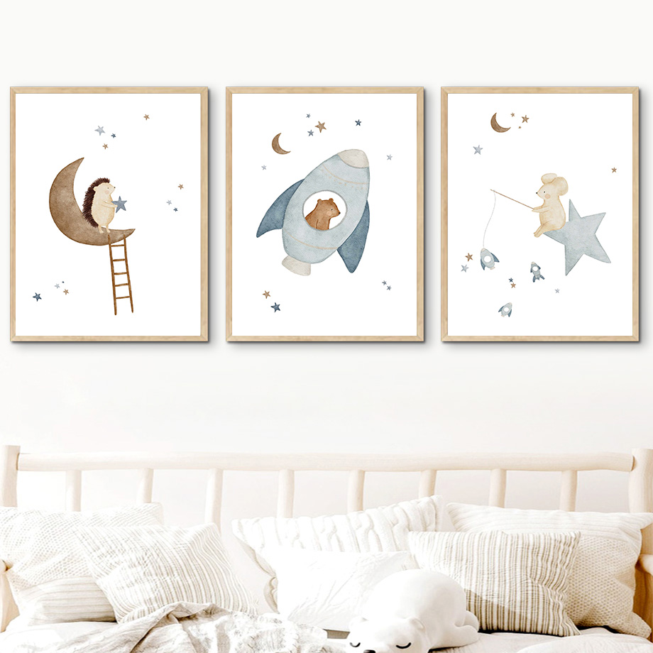 Cartoon Animals Nursery Wall A - Baby Nursery Murals ulasan dan harga